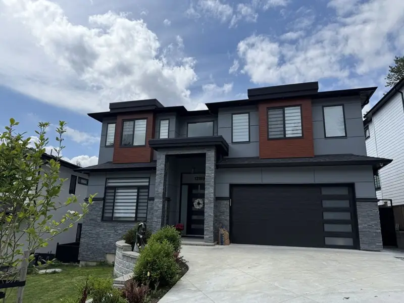 Custom home with wood and stone details